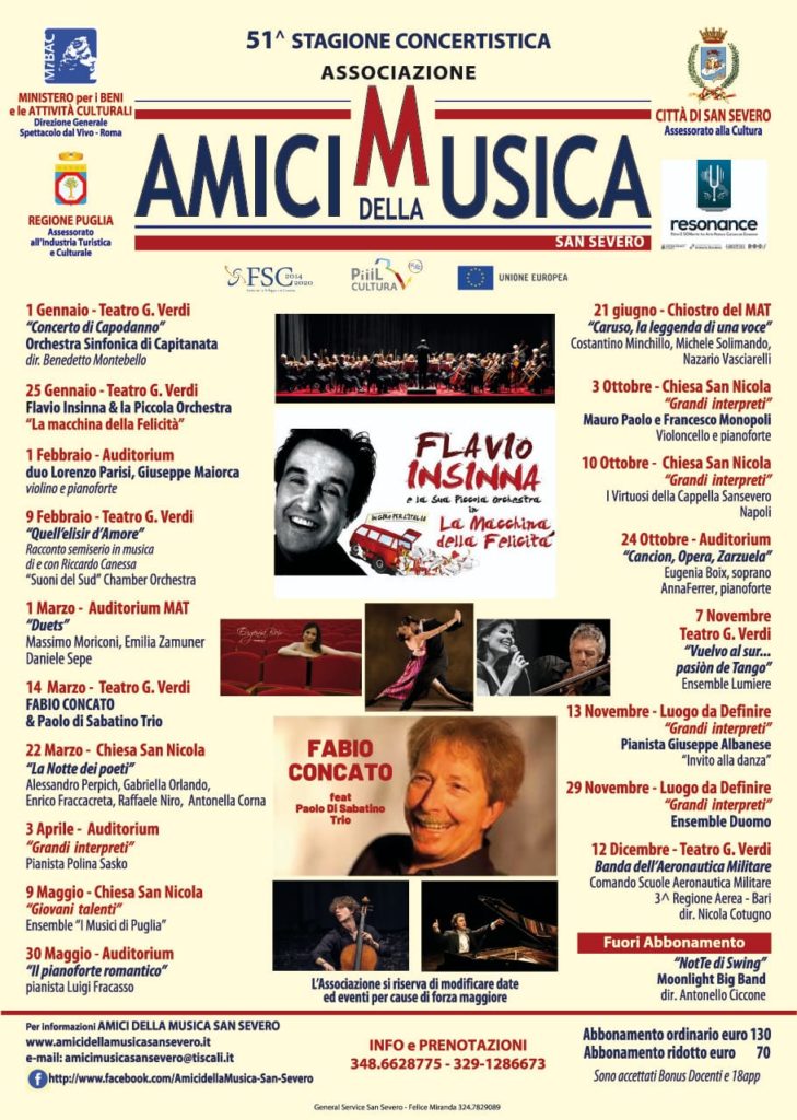 AMICI DELLA MUSICA 51^ Stagione Concertistica 2020 San Severo (OMNIA: non solo medicina)