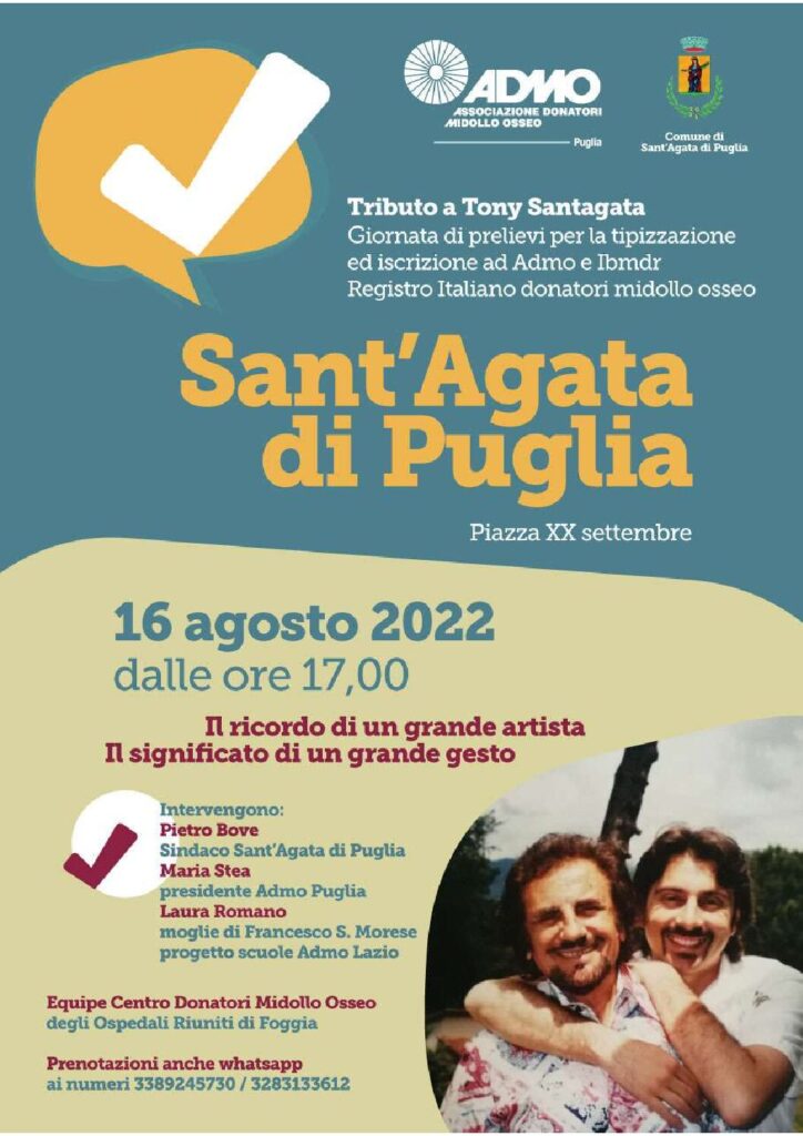 ADMO Puglia – Comune di Sant’Agata di Puglia: Tributo a Tony Santagata